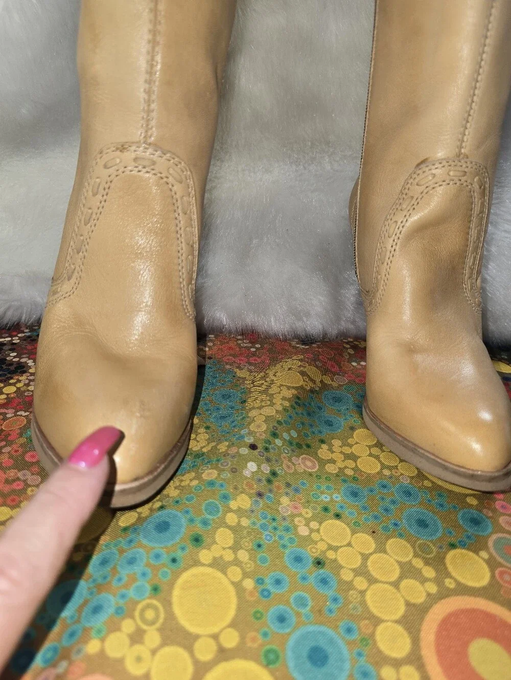 Wild Pair Knee-high Cream/Tan Boho/Western Style Tall Boots - Womens